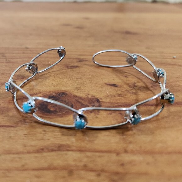 New Womens Silver Turquoise Bracelet Stocking stuffers - Picture 1 of 3